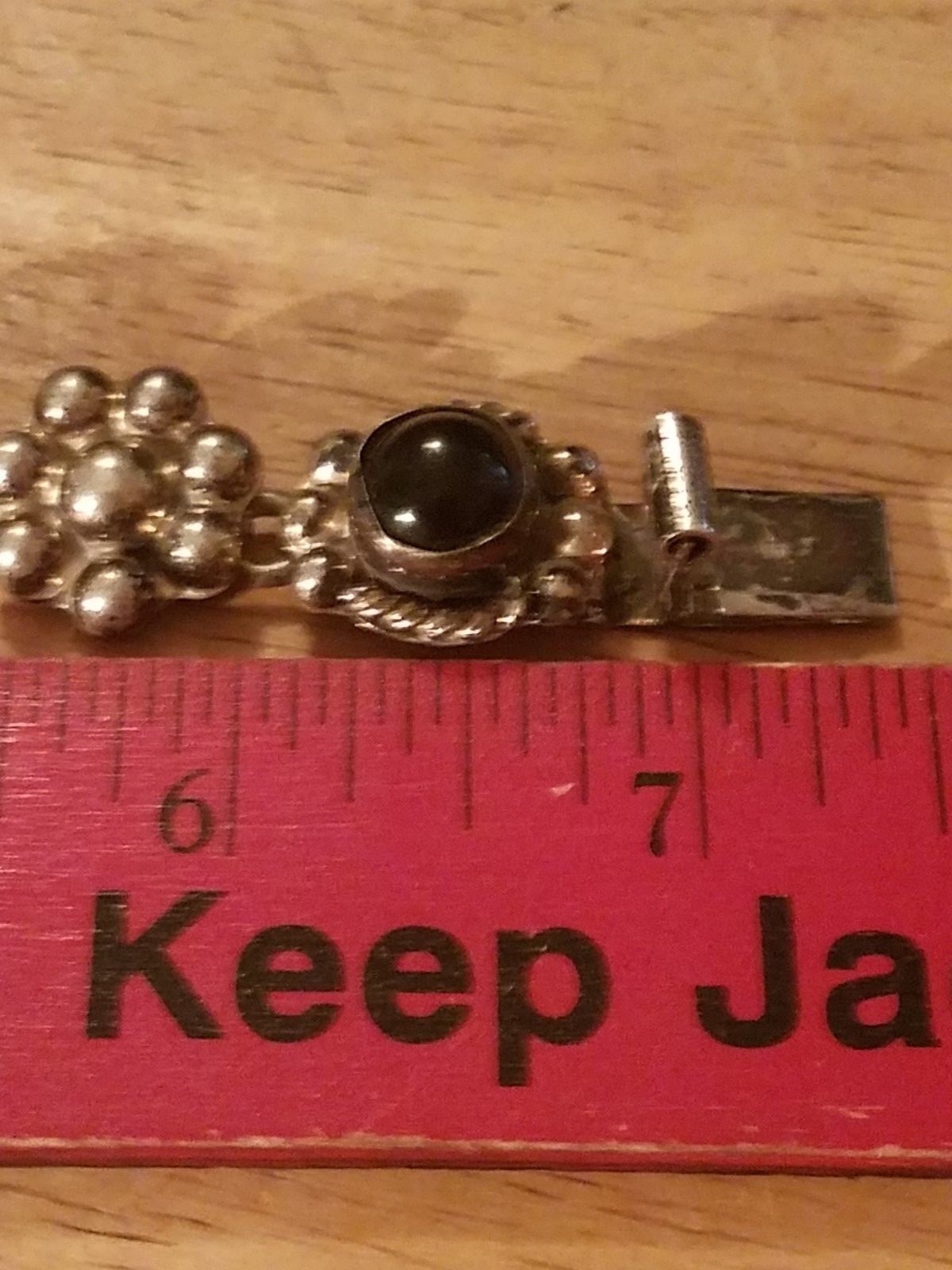 Vintage Sterling Signed Bracelet Black Gemstones 7