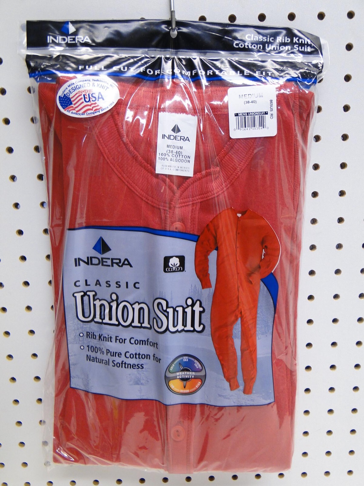 Men's Indera Mills Medium Red Cotton Union Suit One Piece Long Underwear