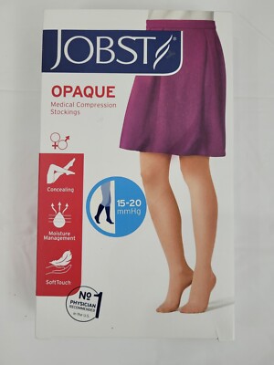 JOBST Opaque Open Toe Knee High Black Compression Socks Size Large 15-20 mmHg