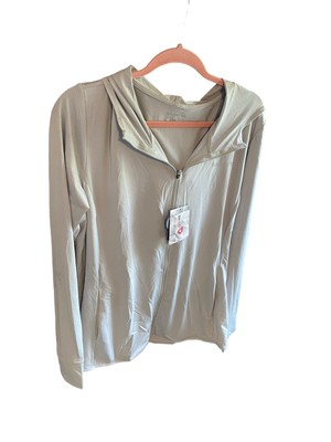Womens Baleaf Grey ZipUp 2XL Jacket Windbreaker Hooded Cycling Running UPF50+ A3