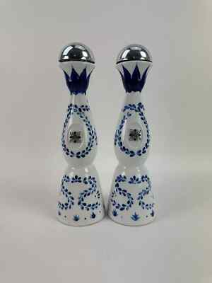 Lot Of 2 Clase Azul Reposado Tequila White And Blue Empty Bottle 750ml Rinsed