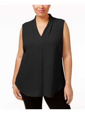 

CALVIN KLEIN Женский черный пуловер с круглым вырезом и без рукавов, топ с V-образным вырезом, плюс