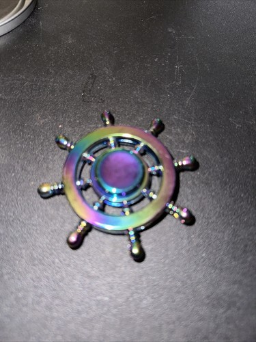 Ship Captain Wheel Fidget Spinner Rainbow Oil Slick Toy Kids Adults Boys Girls