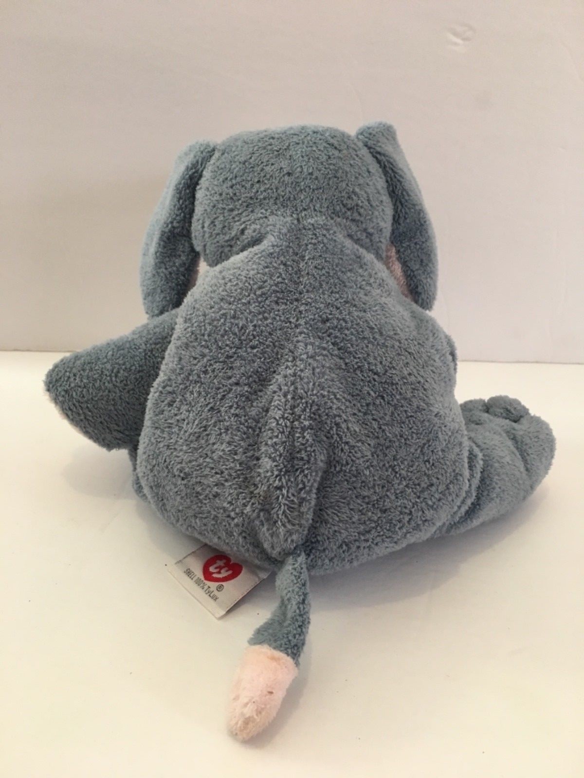 Ty Pluffies Beanie Elephant Winks 2002 Soft Gray Pink With Tags Plush Toy