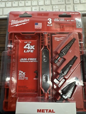 Milwaukee Black Oxide Step Drill Bit Set - 3 Piece - 48-89-9221