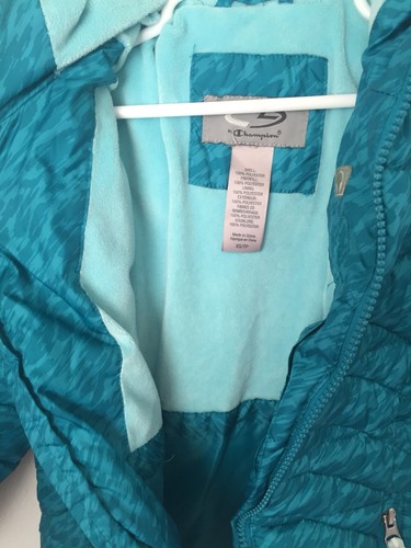 Champion Girls Winter PUFFER Jacket Coat w/ Hood Xs 4 / 5 Teal Blue