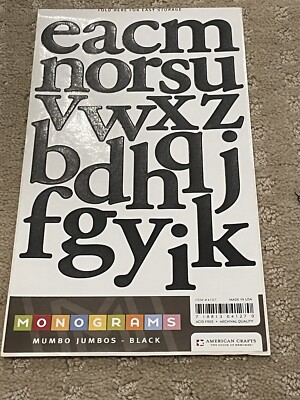 Vintage American Crafts Monograms Black Letters 23 Sticker Per Sheet