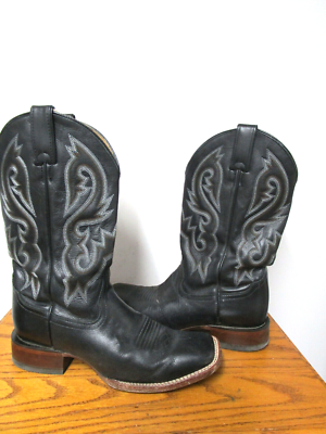 Cody James Mens 8.5 D Black Leather Square Toe Stockman Cowboy