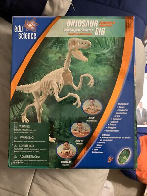 Edu Science Dinosaur Dig Velociraptor Skeleton Brand New Never Opened