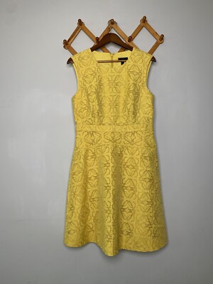 NWT Women s J. CREW YELLOW JACQUARD EYELET SLEEVELESS A-LINE SUNDRESS SZ 10