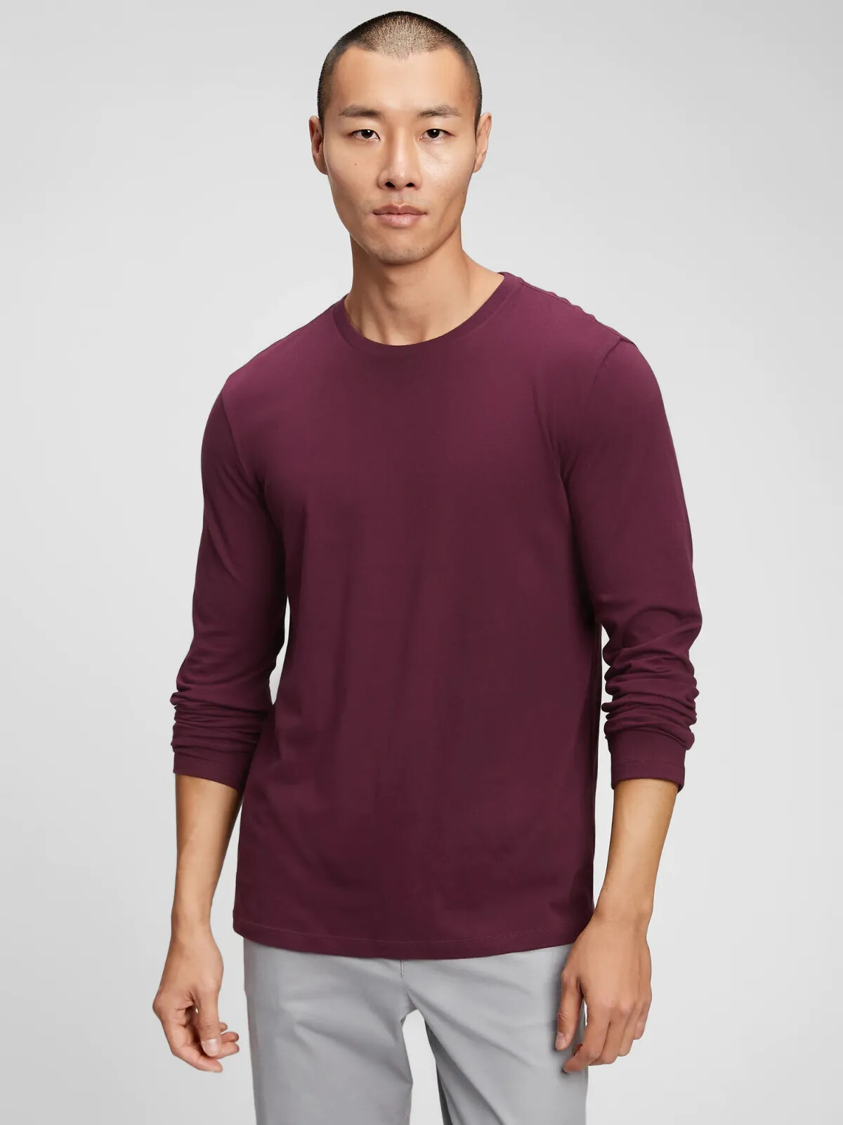 

NWT GAP Мягкая повседневная футболка с длинными рукавами, футболка из 100% хлопка сливового цвета, мужская L, Белый