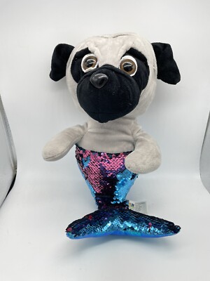 Fun Express Dog Mermaid Sequin Pug Plush  Stuffed Animal 17'' Bedtime