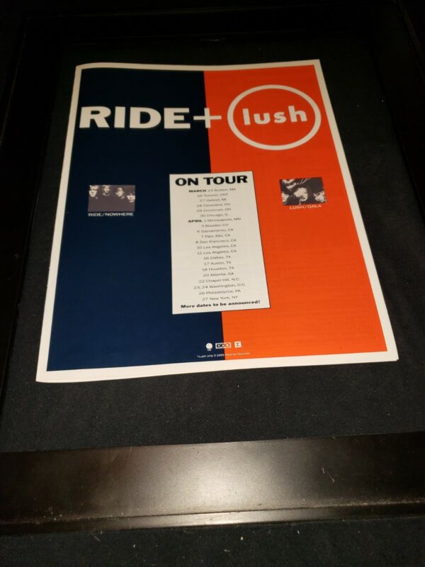 Ride/Lush Rare Original Radio Tour Promo Ad Framed!