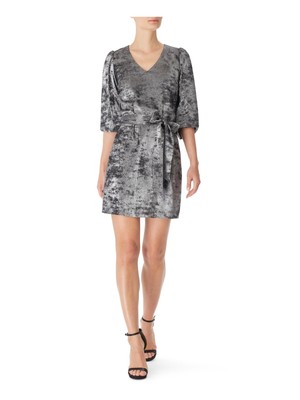 

BAR III DRESSES Женское серебристое мини-платье с V-образным вырезом и V-образным вырезом, вечернее платье, Серебряный