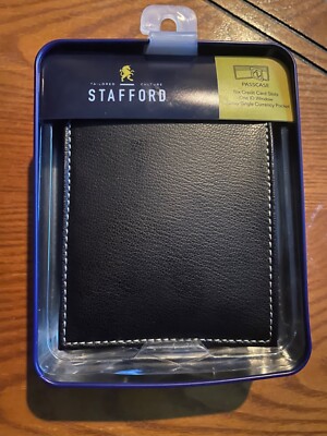 New Stafford Men's Genuine Leather Bifold Wallet Black Color