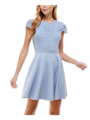 Женское светло-голубое хлопчатобумажное платье с коротким рукавом CITY STUDIO Womens 13