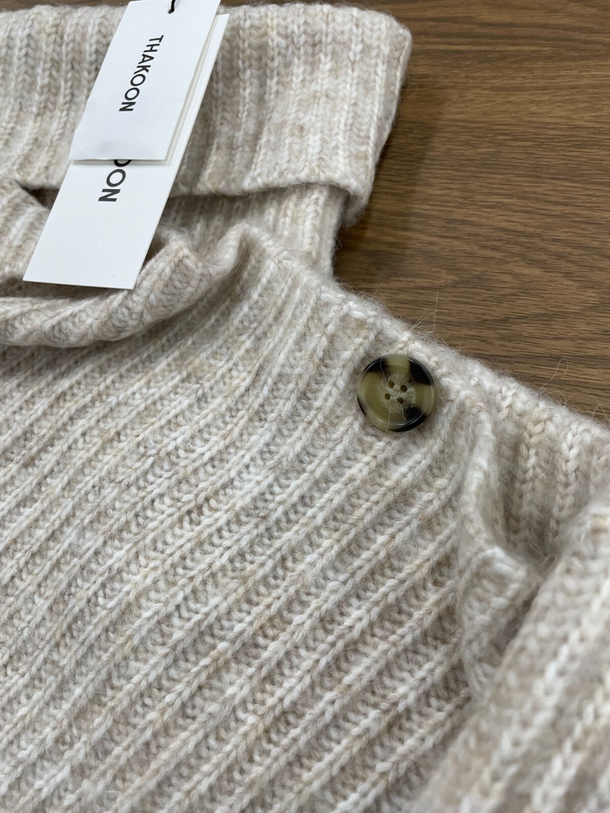 Pre-owned Thakoon $250  Chunky Scarf Turtleneck Sweater In Oatmeal Size: Small In Beige