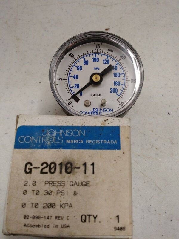 Johnson Controls G-2010-11 2.0 Pressure Gauge 0-30 & 0-200 KPA