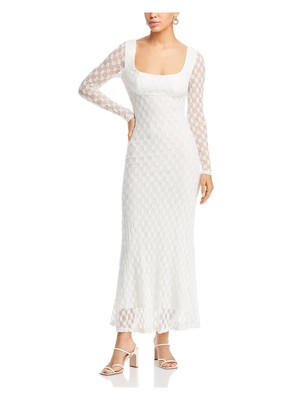 BARDOT Womens White Lined Long Sleeve Scoop Neck Maxi Party Body Con Dress 10