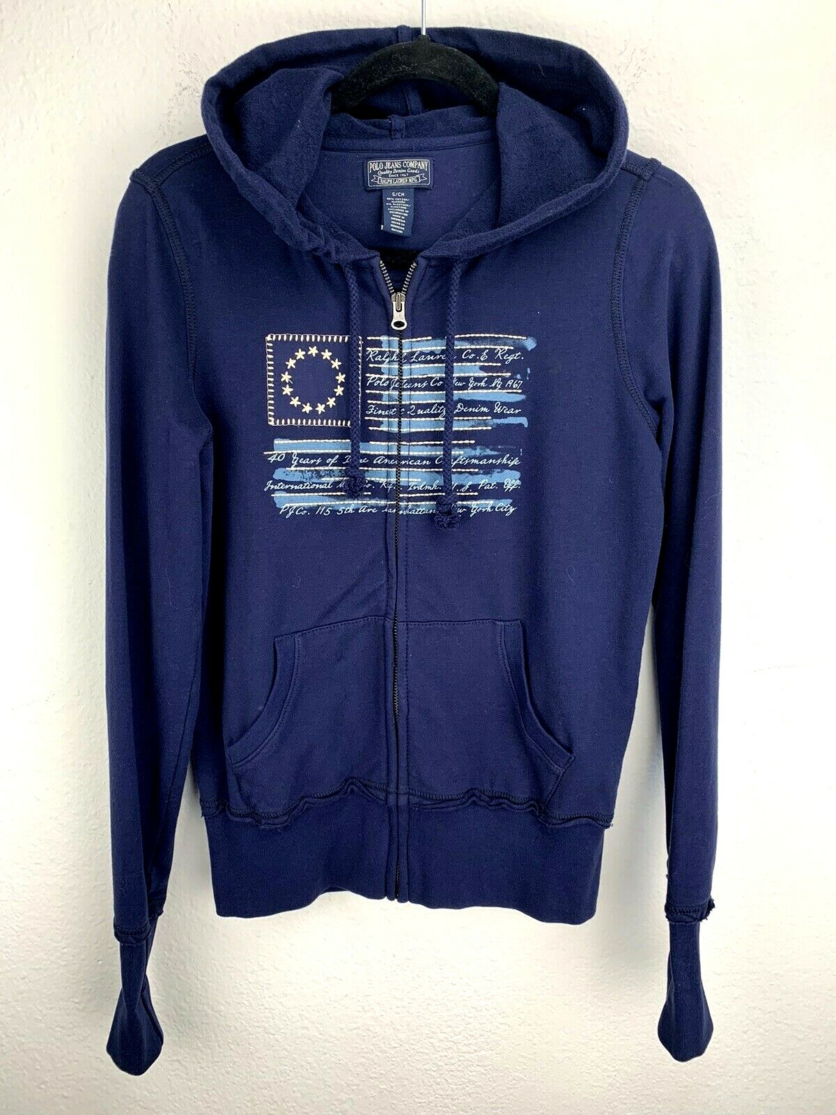 Polo Jeans Co Ralph Lauren Full Zip Hoodie Sweatshirt Blue