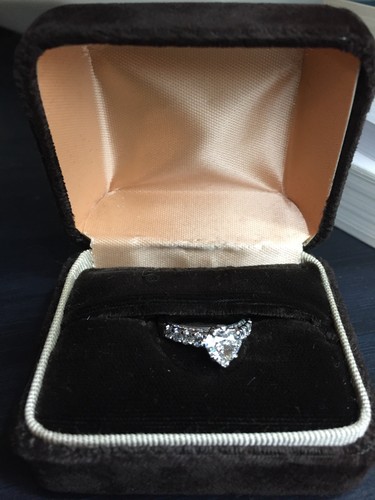 .91CT HEART SHAPED DIAMOND SOLITAIRE W/ACCENTS ENGAGEMENT RING 14K WHITE GOLD