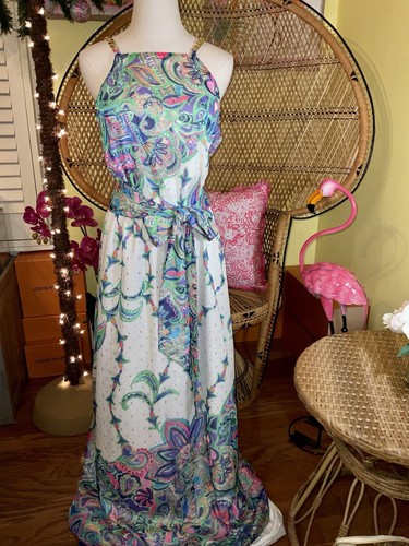 Pre-owned Lilly Pulitzer Tiera Maxi Dress Best Kept Secret ? Size M No Sash In Multicolor