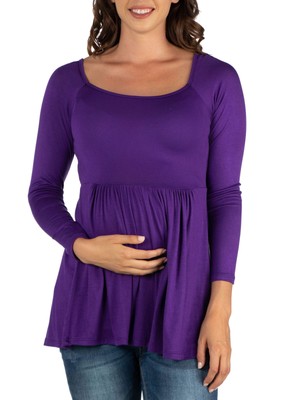24 SEVEN COMFORT Женский фиолетовый топ с длинным рукавом и квадратным вырезом для беременных 1X