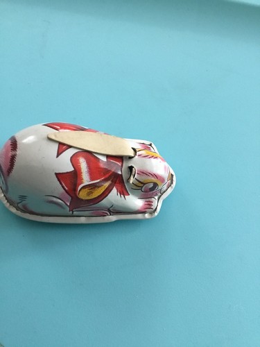 Tin Litho Friction Bunny Rabbit RToy Japan Easter Vintage