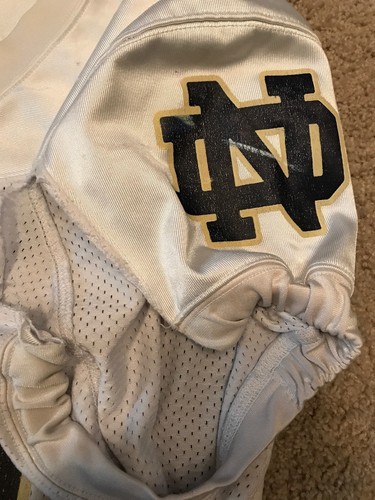 TEAM ISSUED USED NOTRE DAME FOOTBALL UNDER ARMOUR WHITE PRACTICE JERSEY #23