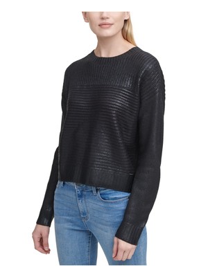 

DKNY Женский черный свитер с круглым вырезом с длинными рукавами
