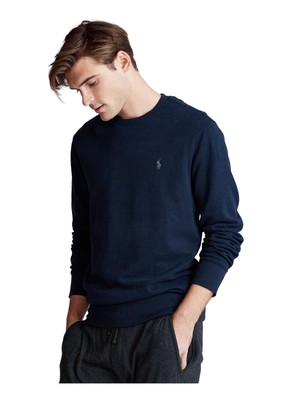 

POLO RALPH LAUREN Мужская темно-синяя рубашка с круглым вырезом, Navy, 710680921001