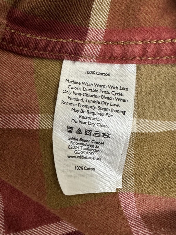 Eddie Bauer Relaxed Fit Flannel Shirt Men XL Red Tan Check Outdoors Grunge Heavy