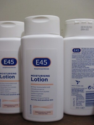 Lot of 3 E45 Moisturizing Lotion (200ml) for dry sensitive skin