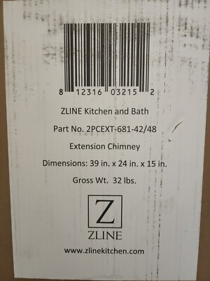 ZLINE 2PCEXT-681-42/48 Extension Chimney Each Piece is 12'' x 20-1/2'' x 35-1/2''