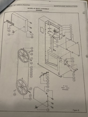 Powermatic Bandsaw 81 87 89 UPPER DOOR OBSOLETE Band Saw