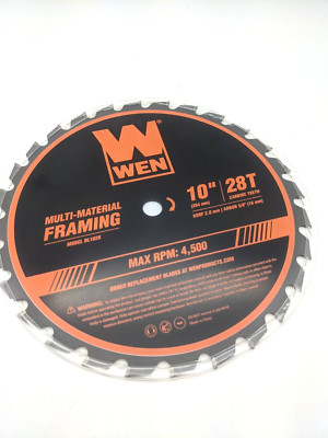 WEN BL1028 10'' 28-Tooth Carbide-Tipped Professional Framing Saw Blade