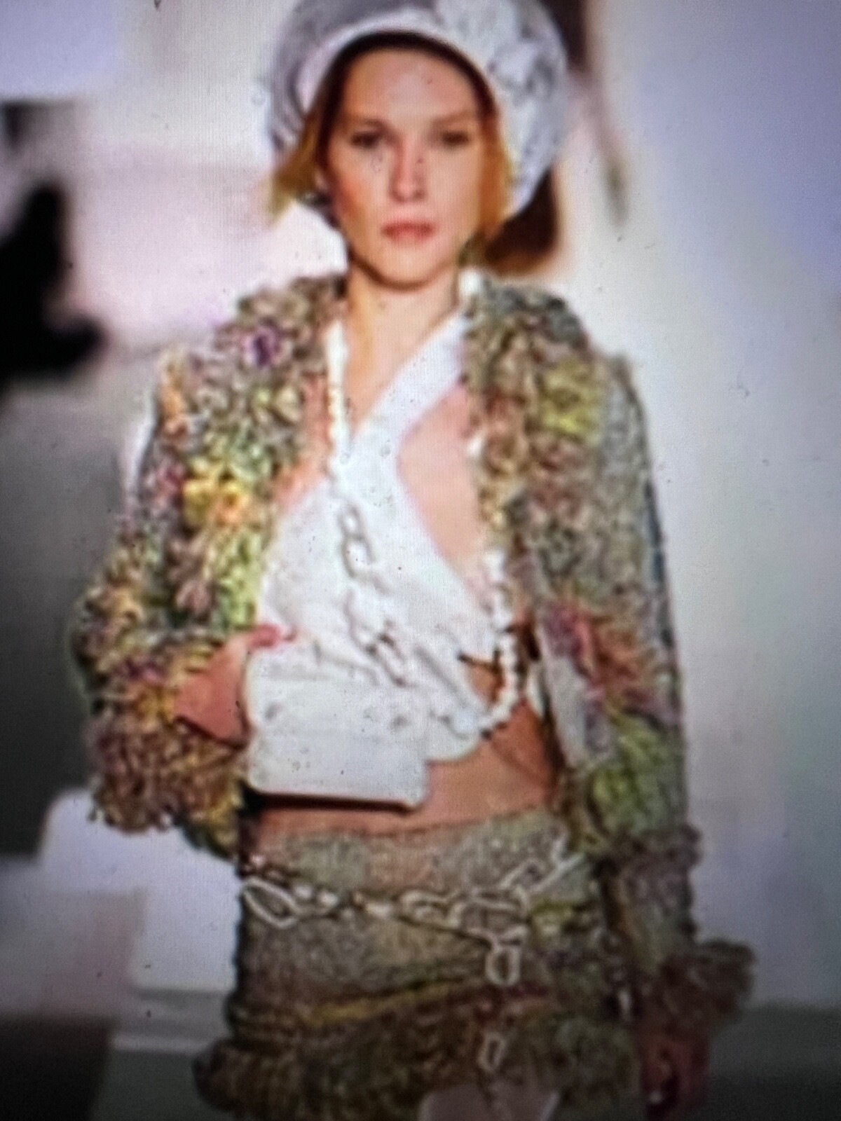 Chanel 03A VINTAGE TWEED MOHAIR RAINBOW FRINGED JACKET CC