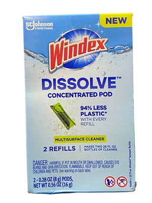 Windex Dissolve Concentrate Pods, Multi-Surface Cleaner, 2 Refill Pods