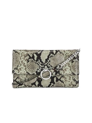 Женский зеленый клатч REBECCA MINKOFF с 8 отделениями для карт и змеиным принтом на одном ремешке