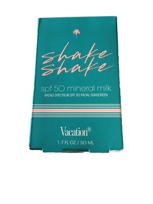 Vacation Inc Shake Shake SPF 50 Mineral Milk Facial Sunscreen 1.7 Fl oz New