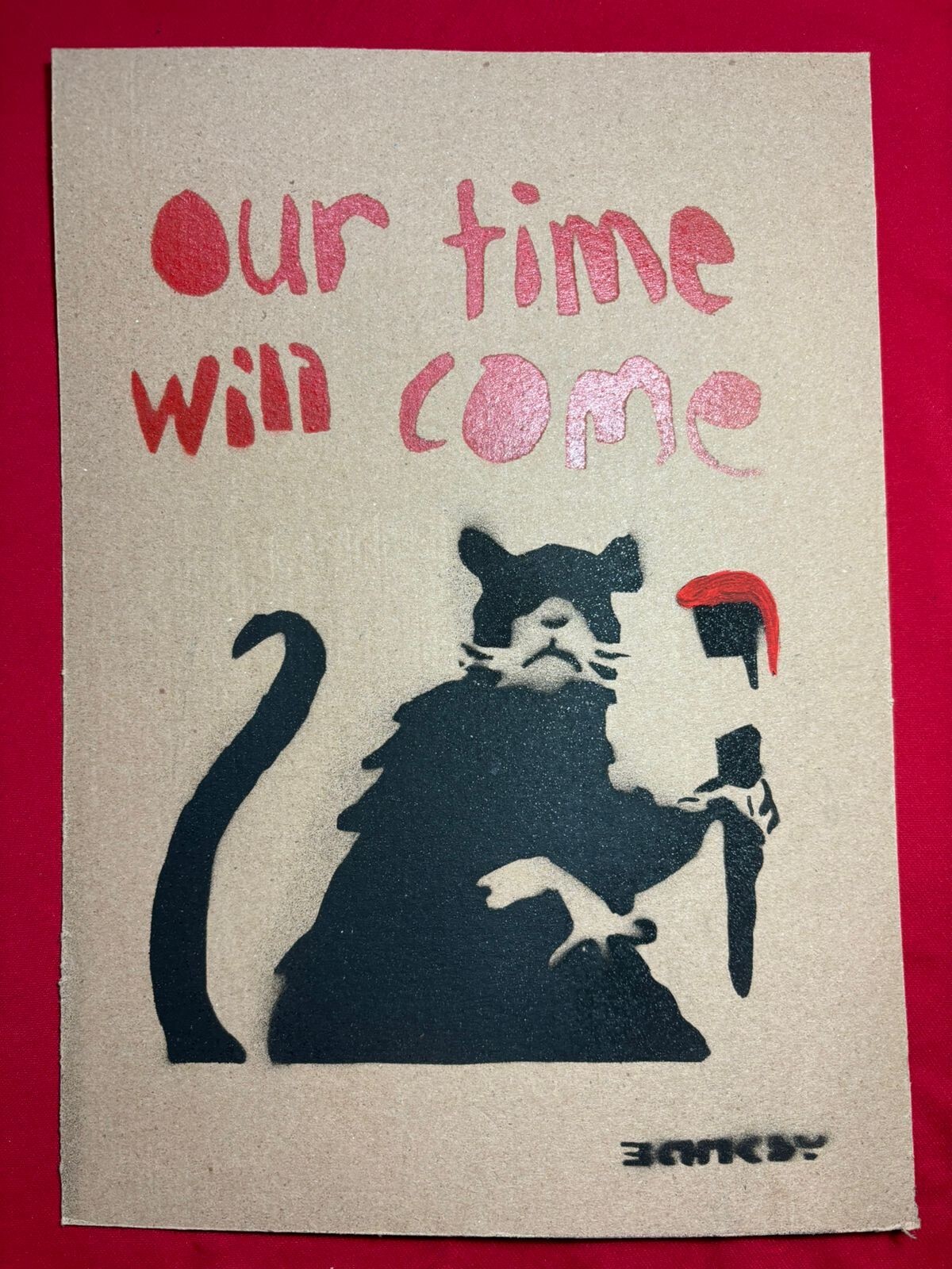 Banksy (Handmade) Mixed media Drawing on old paper signed