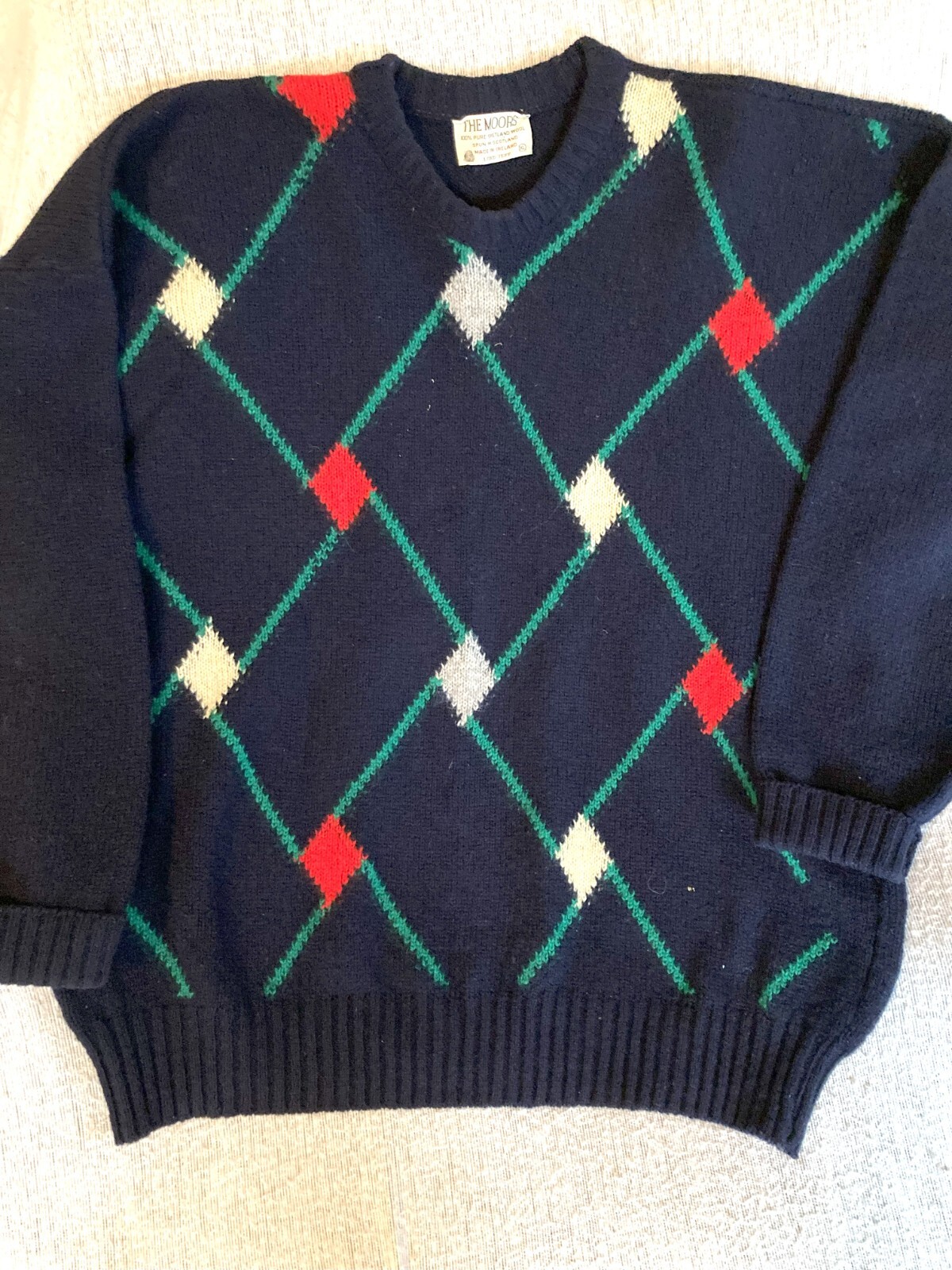 トップス OLD(ENGLAND vtg wool argyle knit COOPER & ROE England Brown & Cream Argyle Shetland Wool VTG
