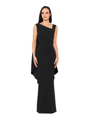 XSCAPE Womens Black Cape Overlay Back Lined Sleeveless Formal Sheath Dress 6