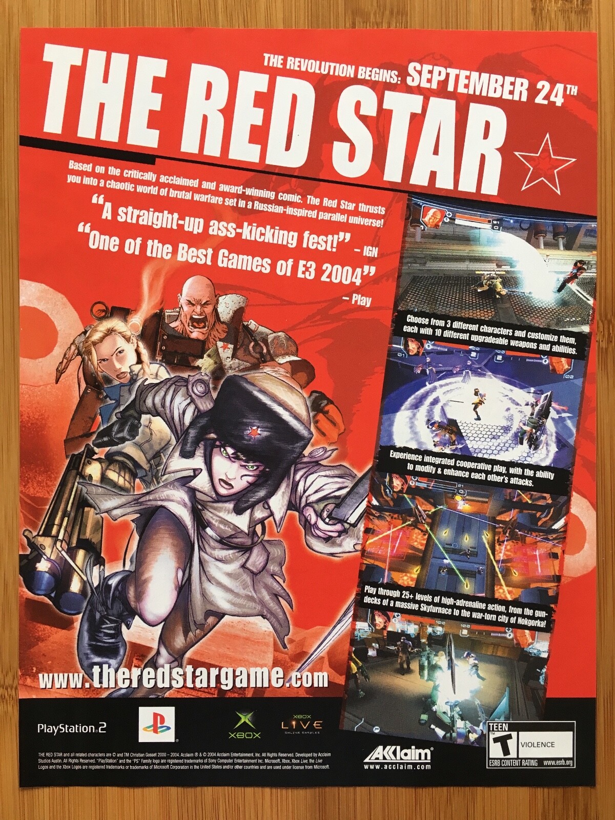 The Red Star PS2 Playstation 2 2004 Vintage Game Poster Ad