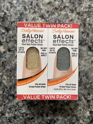 NEW Sally Hansen Salon Effects Nail Polish Strips Set, GLITZ BLITZ + BLUE ICE