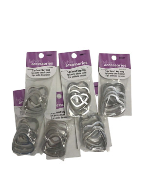 **30** SILVER TONE HEART SHAPE KEY RING SPLIT RINGS