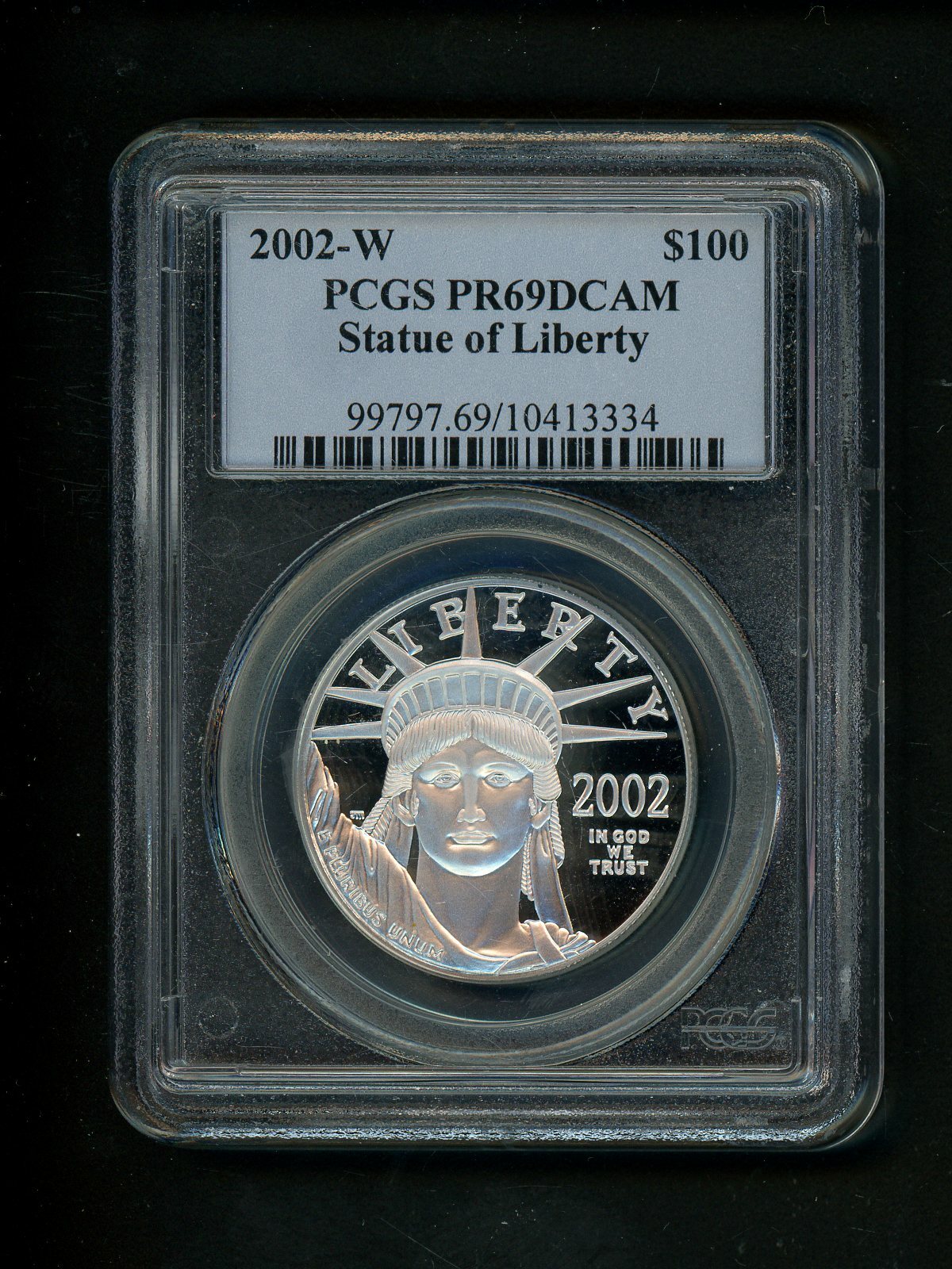 2002-W US 1 oz Platinum Eagle $100 PCGS PR69 Deep Cameo