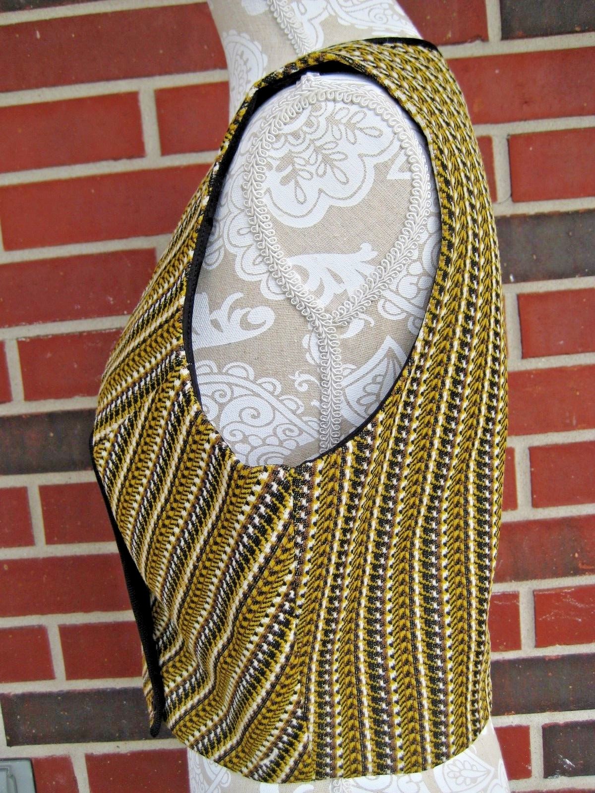 Vintage GIGI CREATIONS Women's Vest High Waist Size Medium Black Yellow White