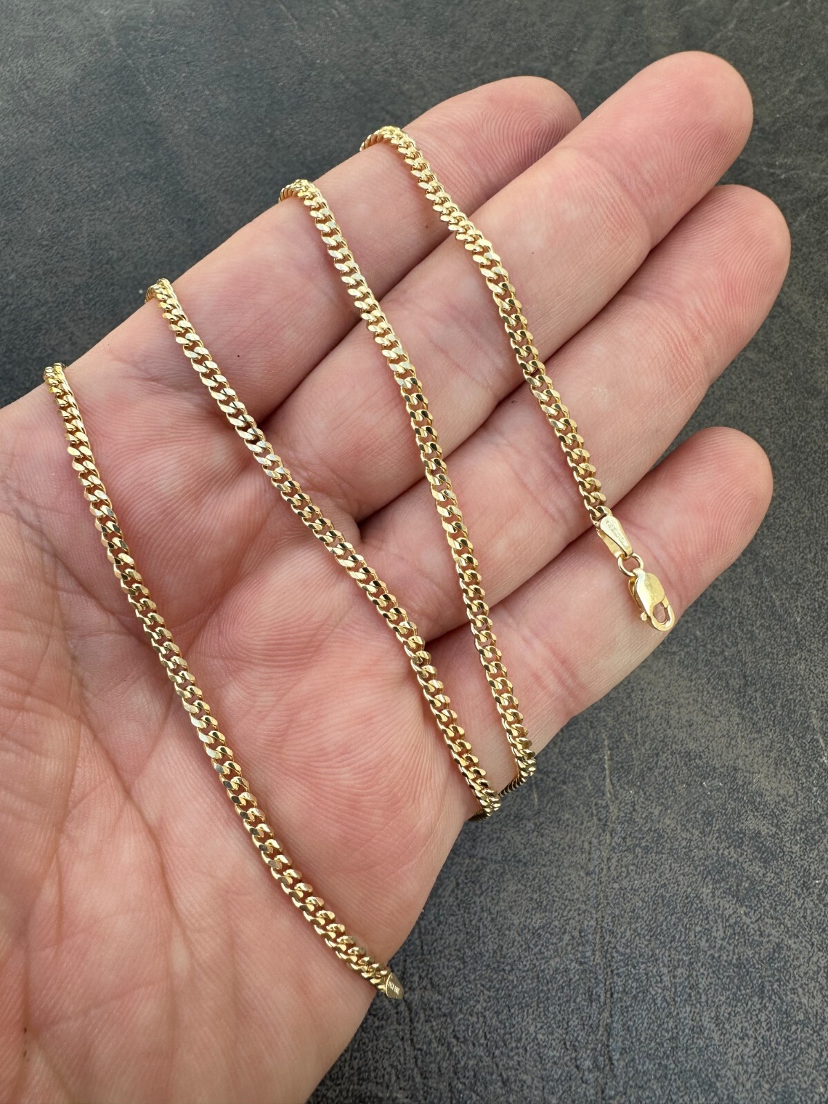 Pre-owned Silver Men's Ladies Solid 14k Yellow Gold Micro 1.5-3mm Miami Cuban Link Chain Necklace