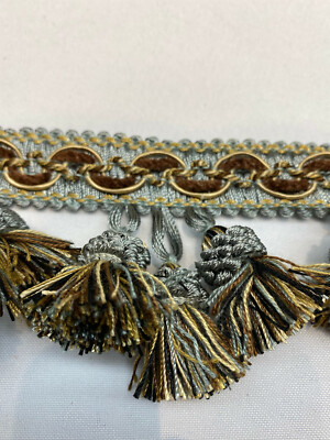 Adore Tassel Fringe Blue Brown By The Yard for Draperies 
